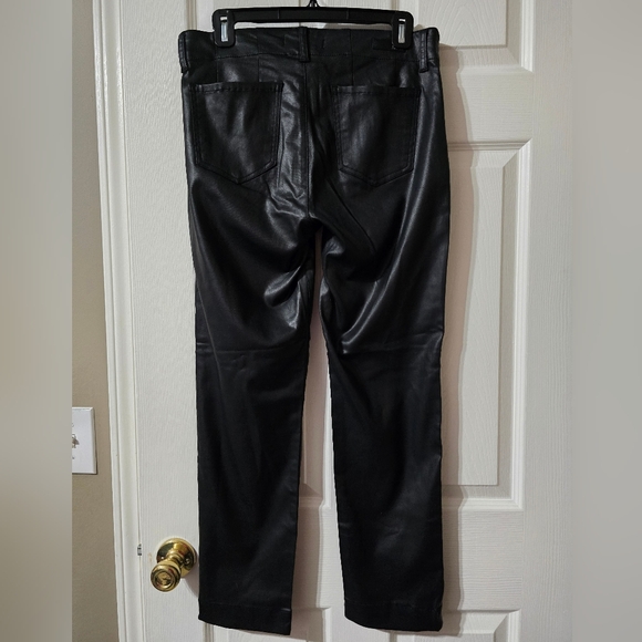 KUT Reese Ankle Straight Coated Black Trouser Pants, Mid-Rise, Flat Front, EUC! - Picture 6 of 16